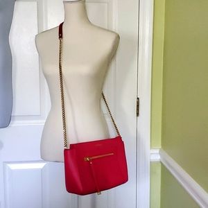 Furla Saffiano Leather Crossbody Chain Strap Purse